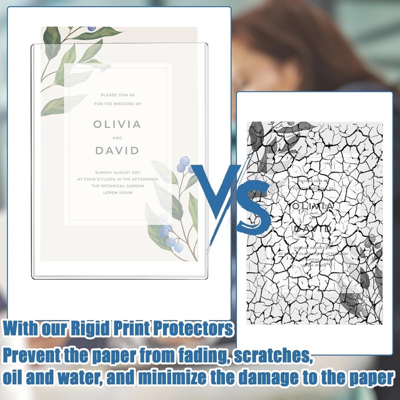 Ysglory 25 Pcs 8 1/2" x 11" Rigid Print Protectors Clear Sheet Protectors Hard Plastic Paper Page Magazine Protectors for Collectors Rigid Top Loaders Document Holder Birth Certificate Protector - Image 3